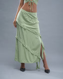 Image of Varena Low Rise Ruffle Maxi Skirt in Mint Sage