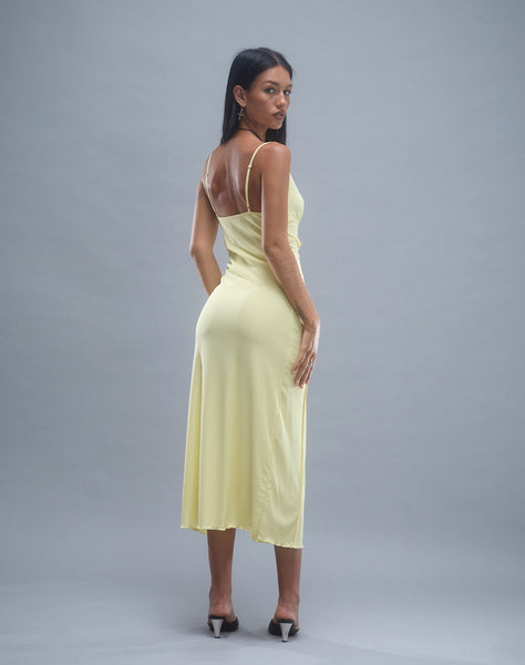 Image of Jacy Ruffle Midi Dress in Mesh Lemon