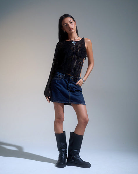 Image of Mini A-Line Skirt in Denim Indigo