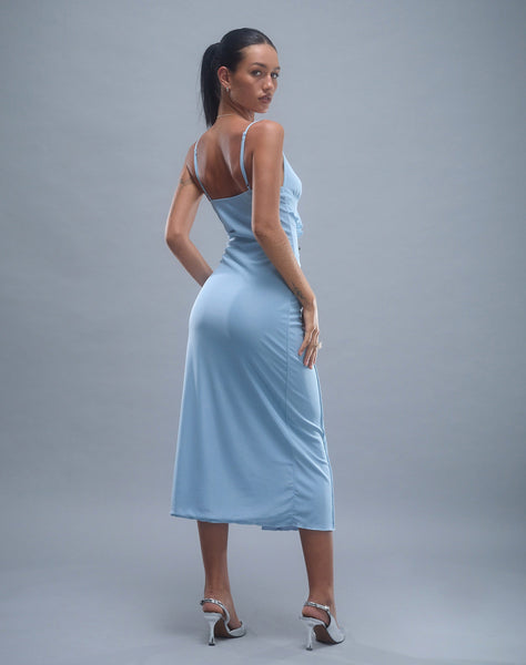 Image of Jacy Ruffle Midi Dress in Mesh Blue