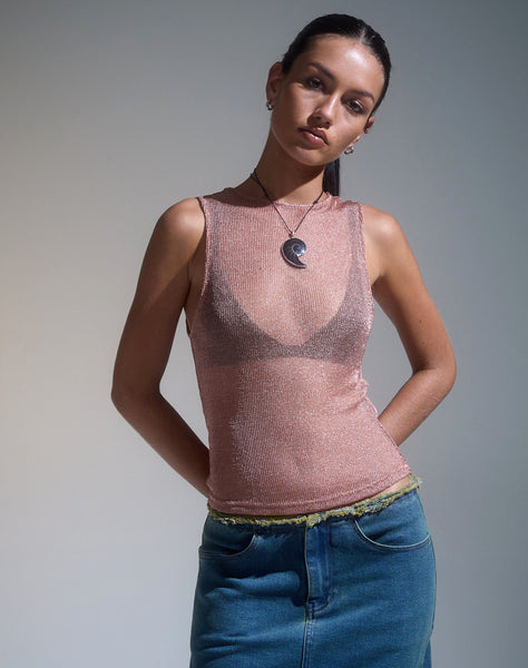 Image of Cosima Tank Top in Rose Gold Chain