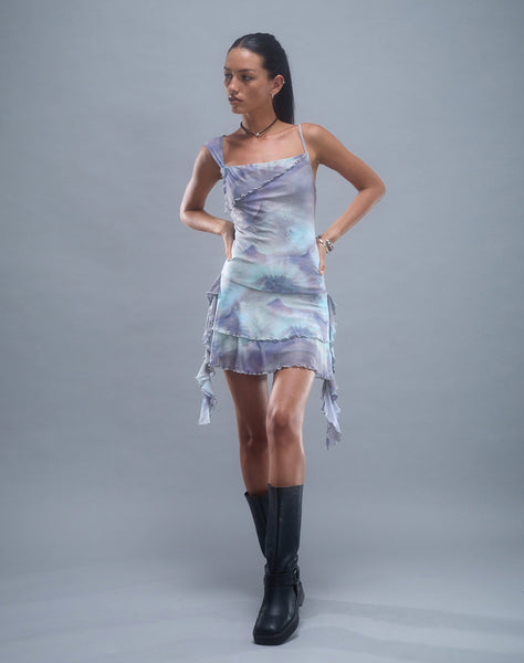 Image of Sabit Mesh Mini Dress in Printed Pearly Shell