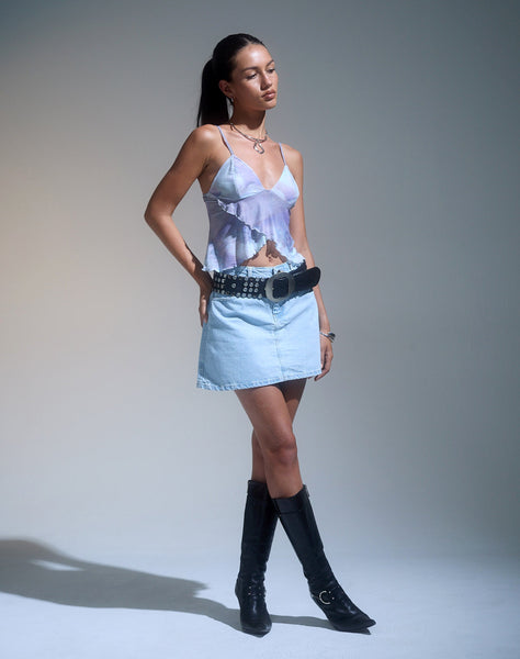 Image of Mini A-Line Skirt in Denim Blue Bleach