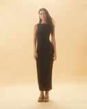 Image of Minyo Racer Neck Maxi Dress in Crinkle Black