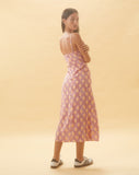 Image of Jelika Midi Dress in Bohemian Batik Maroon Peach