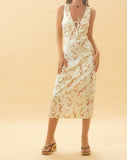 Image of Lasanda Maxi Satin Dress in Bohemian Floral Yellow