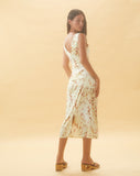 Image of Lasanda Maxi Satin Dress in Bohemian Floral Yellow