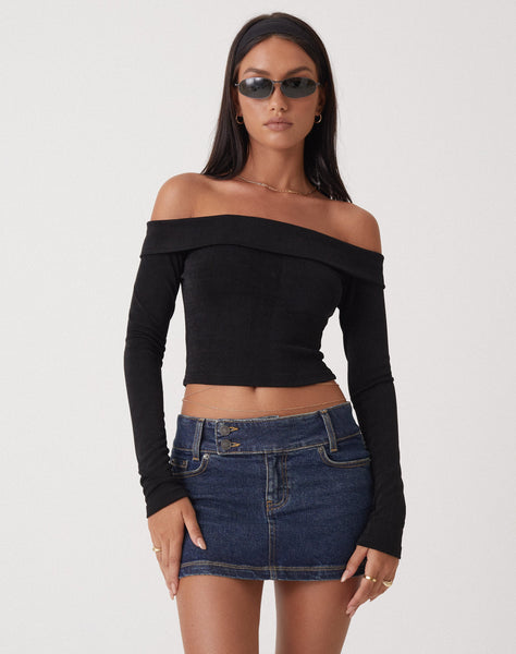 image of MOTEL X OLIVIA NEILL Nasari Crop Top in Crepe Black