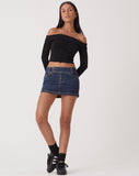 image of MOTEL X OLIVIA NEILL Low Rise Mini Skirt in Dark Vintage Wash