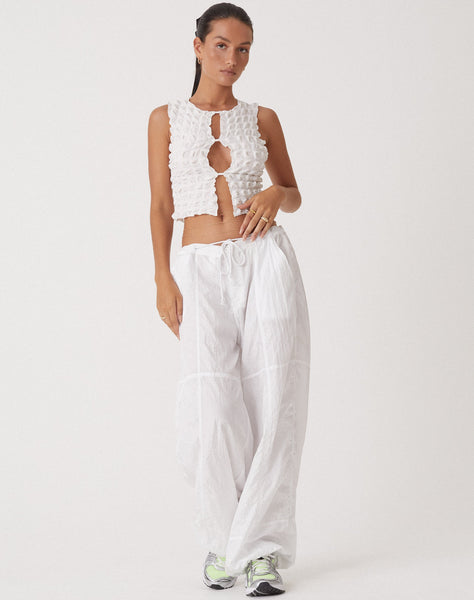 image of MOTEL X OLIVIA NEILL Nolan Cutout Top in Bubble Jersey True White