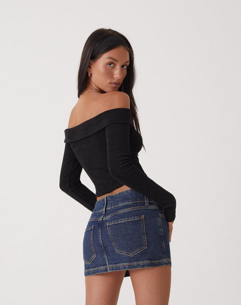 image of MOTEL X OLIVIA NEILL Nasari Crop Top in Crepe Black