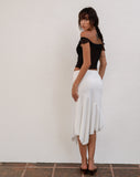 Image of Cinta Low Rise Midi Skirt in Ivory