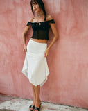 Image of Cinta Low Rise Midi Skirt in Ivory