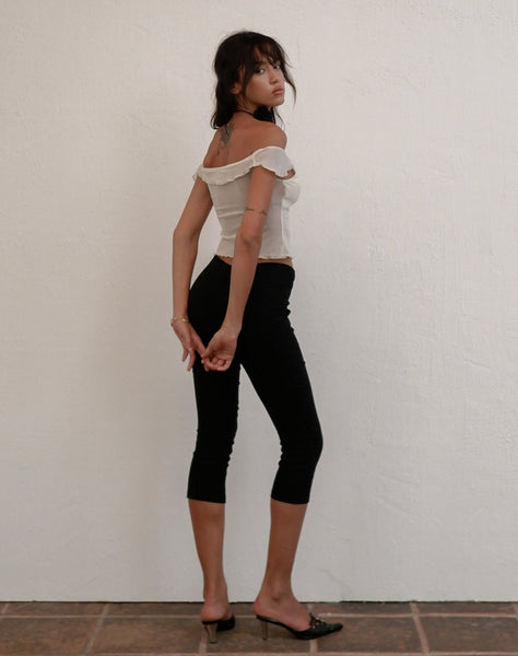 Image of Asla Cropped Capri Trouser in Stretch Tailoring Black