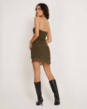 Image of Mahali Bandeau Mesh Mini Dress in Khaki Olive