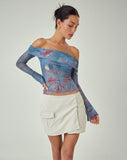 image of MOTEL X JACQUIE Nagya Long Sleeve Top in Lumen Mesh Blue