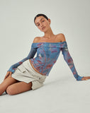 image of MOTEL X JACQUIE Nagya Long Sleeve Top in Lumen Mesh Blue