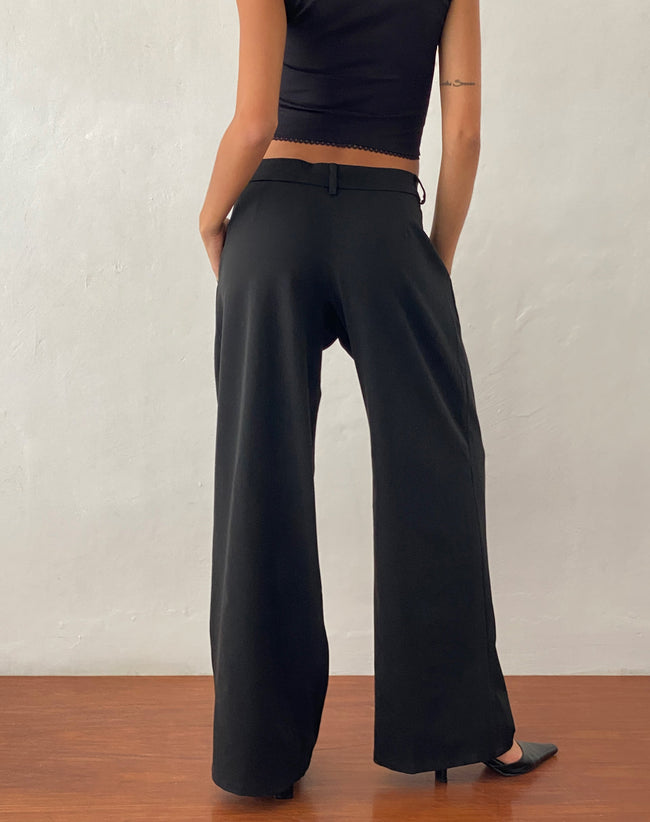 Image of Nailaka Low Rise Wide Leg Tailored Trouser in Black