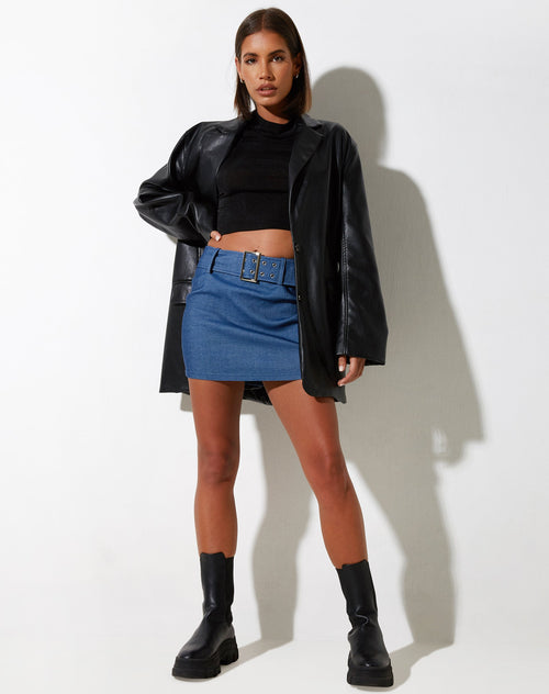 image of Naka Mini Skirt in Tailoring Denim