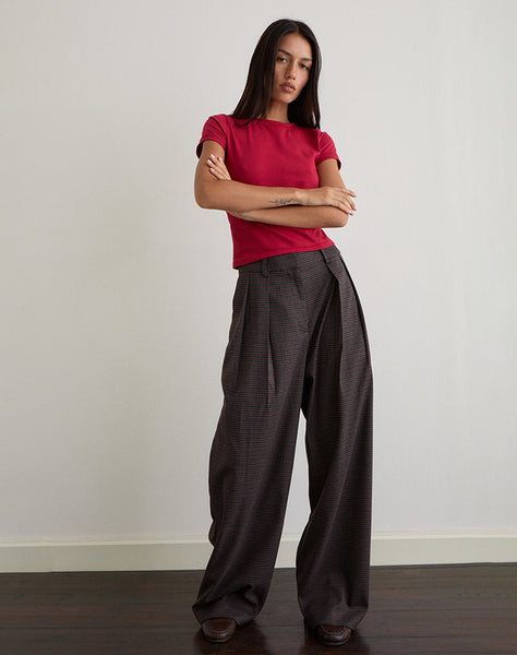 Image of Nala Trouser in Heavy Woven Check Blue and Red