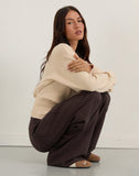 Image of Nala Wide Pleated Trouser in Dark Brown Pinstripe