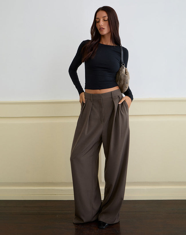 Image of Nala Wide Pleat Trouser in Tailoring Truffle