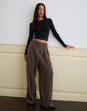 Image of Nala Wide Pleat Trouser in Tailoring Truffle