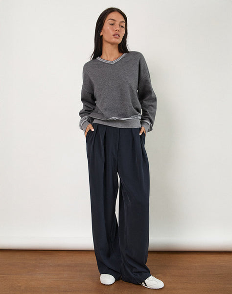 Image of Nala Wide Leg Pleated Trouser in Tailoring Navy