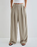 Image of Nala Wide Pleat Trouser in Taupe Tailoring