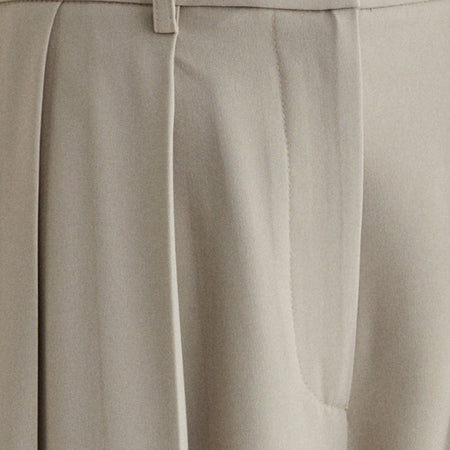 Nala Wide Pleat Trouser in Taupe Tailoring