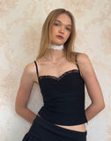 Image of Nalanie Chiffon Frill Cami Top in Black