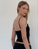 Image of Nalanie Chiffon Frill Cami Top in Black