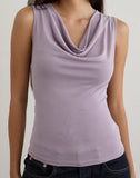 Image of Nali Cowl Knot Top in Cupro Lavender