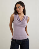 Image of Nali Cowl Knot Top in Cupro Lavender