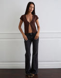 Image of Nalo Short Sleeve Cardi in Dark Brown