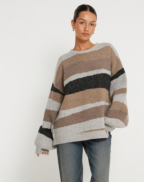 image of Namari Jumper in Abstract Grey and Tan