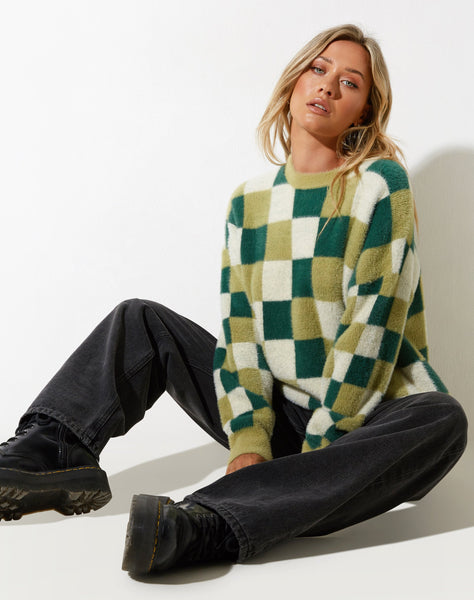 image of Namari Jumper in Checker Green Cream