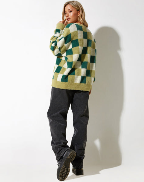 image of Namari Jumper in Checker Green Cream