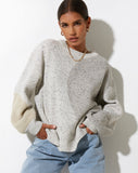 image of Namari Jumper in Abstract Splodge Beige, Purple and Olive