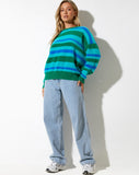 image of Namari Jumper in Fluffy Yarn Turquoise