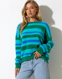 image of Namari Jumper in Fluffy Yarn Turquoise