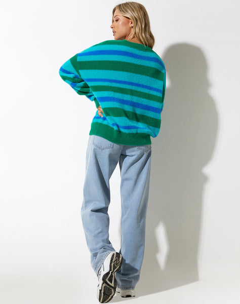 image of Namari Jumper in Fluffy Yarn Turquoise