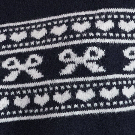 Namirta Knitted Jumper in Peacoat with Fairisle Bow