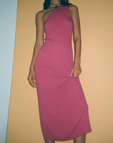 image of Namjun One Shoulder Midi Dress in Daco Rose Crinkle