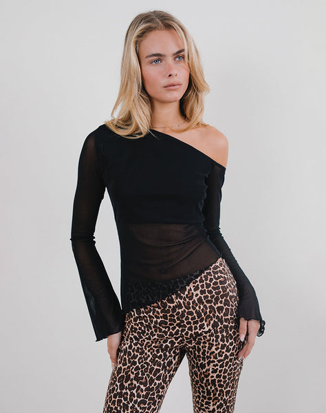 Image of Narcissa Asymmetric Top in Mesh Black