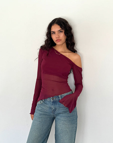 Noemi Cardigan in Mesh Burgundy