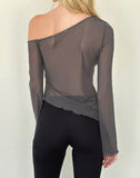 Image of Narcissa Asymmetric Long Sleeve Top in Ocean Storm