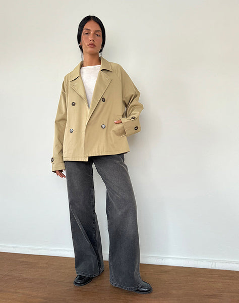 Image of Narto Boxy Trench Jacket in Tan