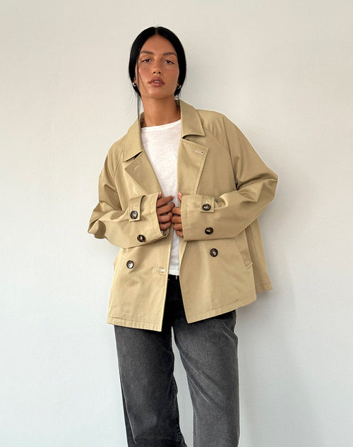 Image of Narto Boxy Trench Jacket in Tan