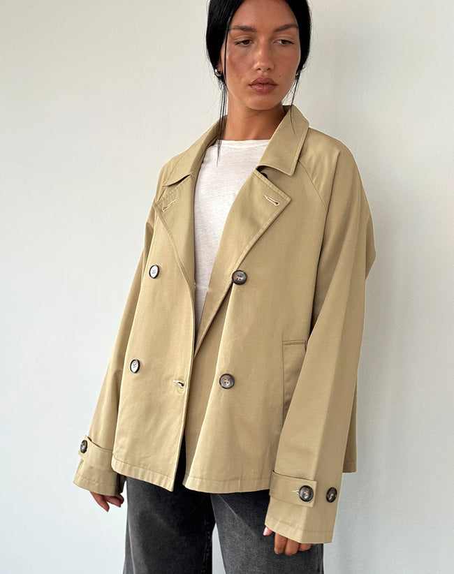 Image of Narto Boxy Trench Jacket in Tan